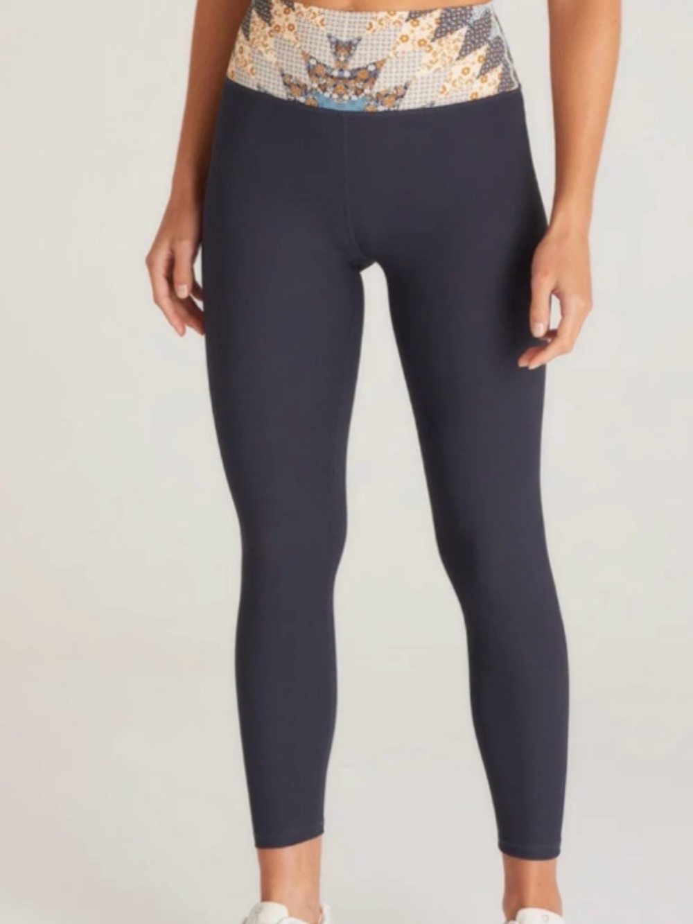 Z Supply Navy Leggings with Patterned Waistband - Size S NWOT